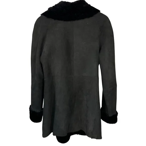 Blue Duck Women’s Coat M Genuine Shearling Fur Sheepskin Black READ - Picture 3 of 15